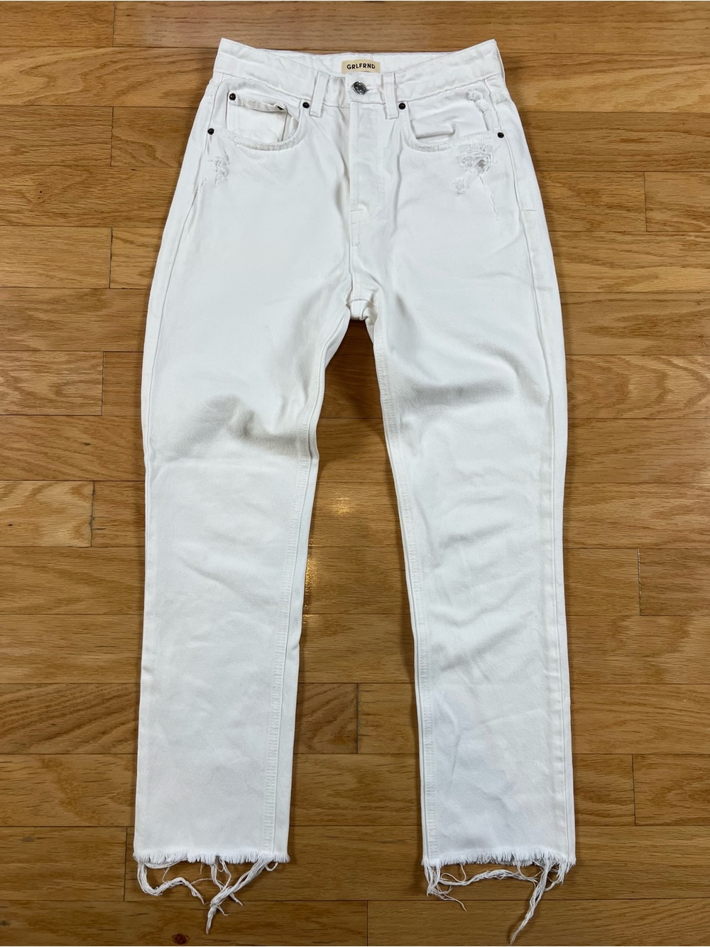 GRLFRND The Karolina High Rise Straight Crop Jeans Brentwood White Size 26